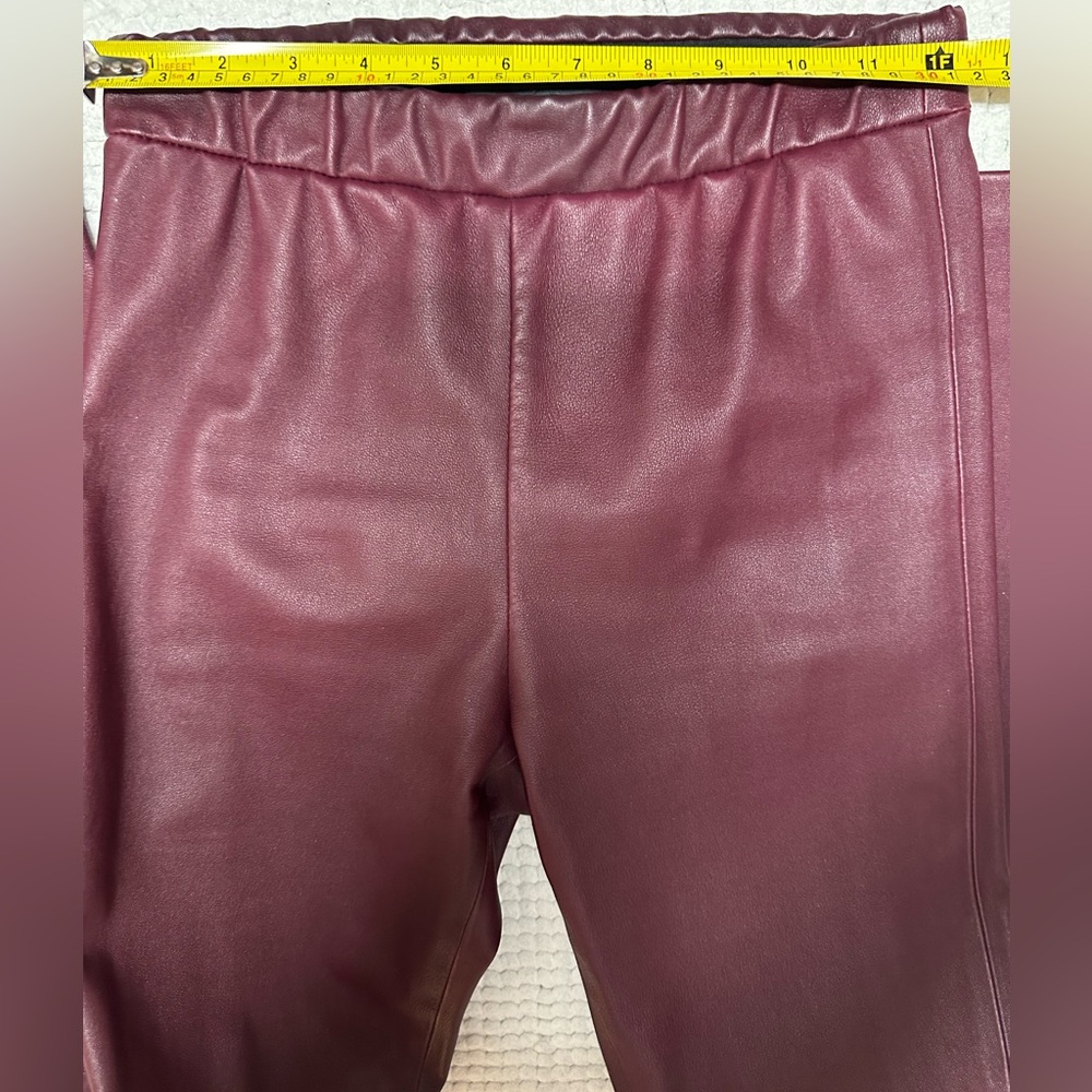 $990 Theory leather leggings jeggings skinny pants burgundy size 0 - Picture 12 of 16